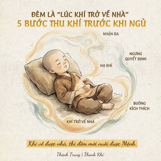 ĐÊM LÀ LÚC KHÍ TRỞ VỀ NHÀ — 5 BƯỚC THU KHÍ TRƯỚC KHI NGỦ